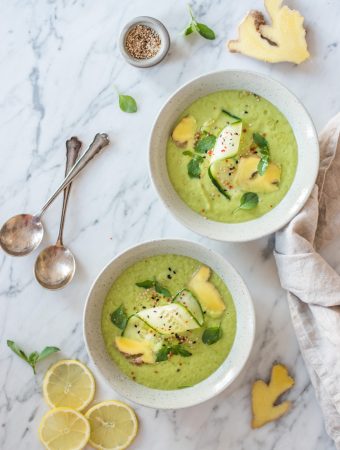 Erfrischende Avocado-Ingwer-Suppe – rein pflanzlich, vegan, glutenfrei, ohne raffinierten Zucker - inzone.biz