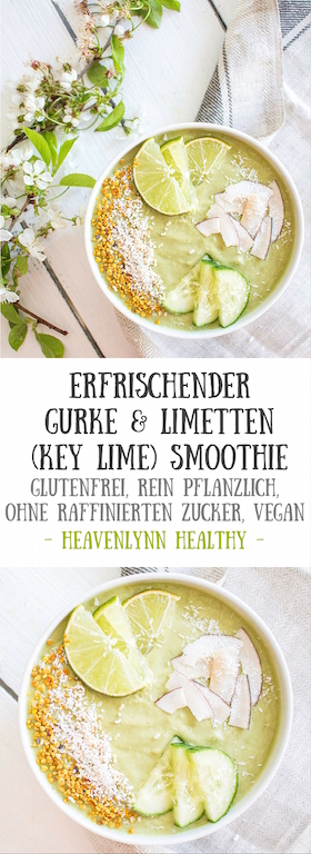 Frischer Gurken und Limetten Smoothie (Key Lime Smoothie) - glutenfrei, rein pflanzlich, ohne raffinierten Zucker, gesund - inzone.biz