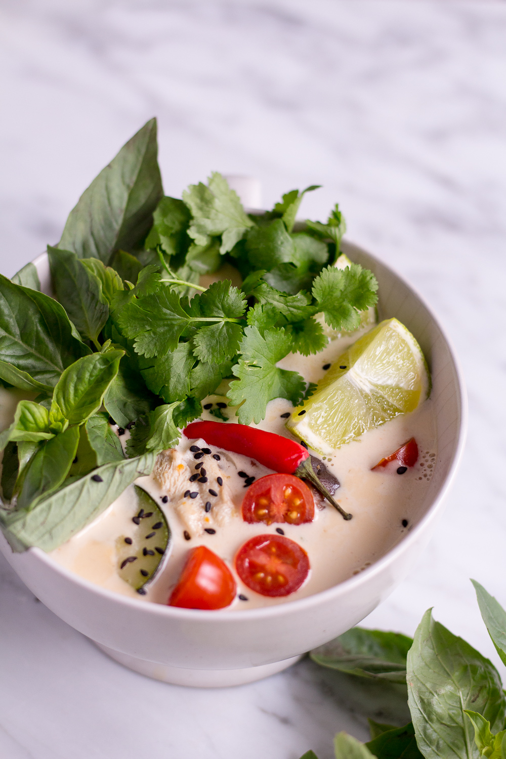 Thailändische Kokossuppe (Tom Kha Veggie) - rein pflanzlich, vegan, ohne raffinierten Zucker , glutenfrei - inzone.biz